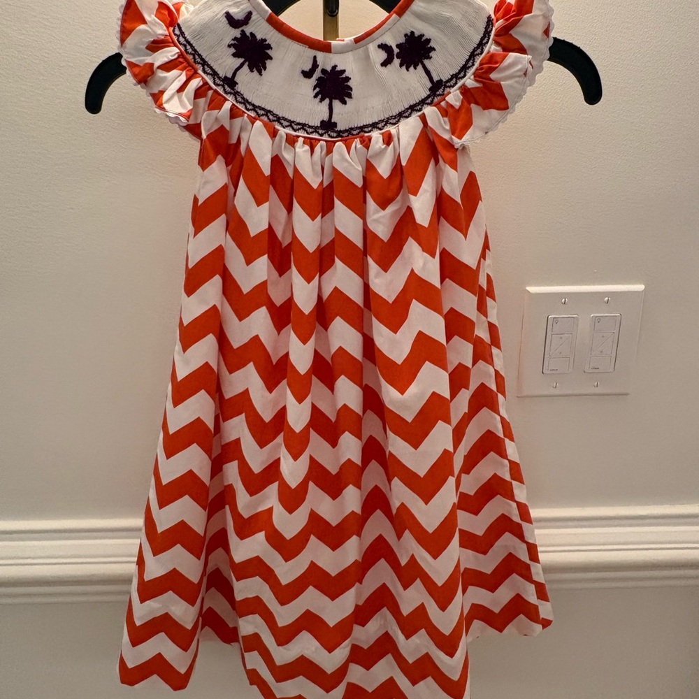 Orange and White Chevron Smock Dress